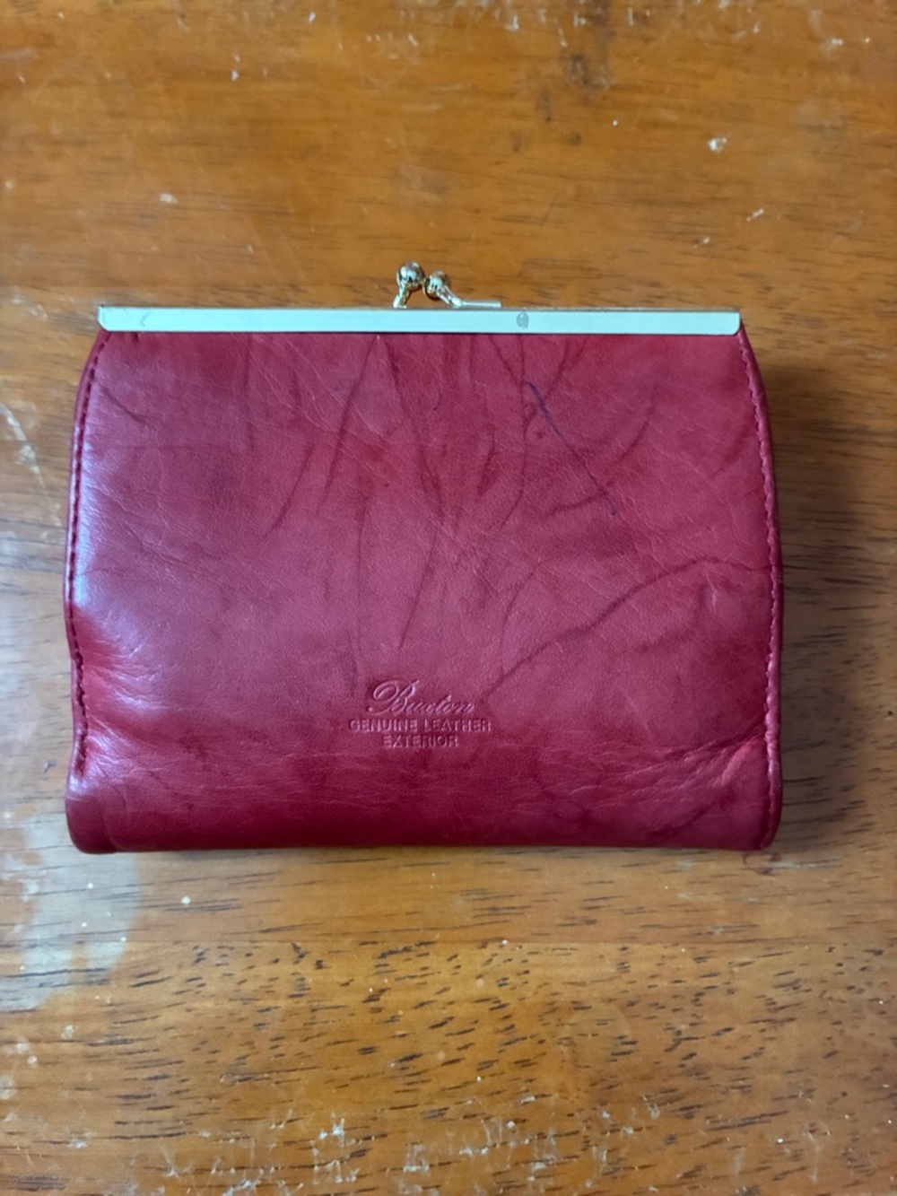 Buxton Red Leather Kiss-Lock Wallet